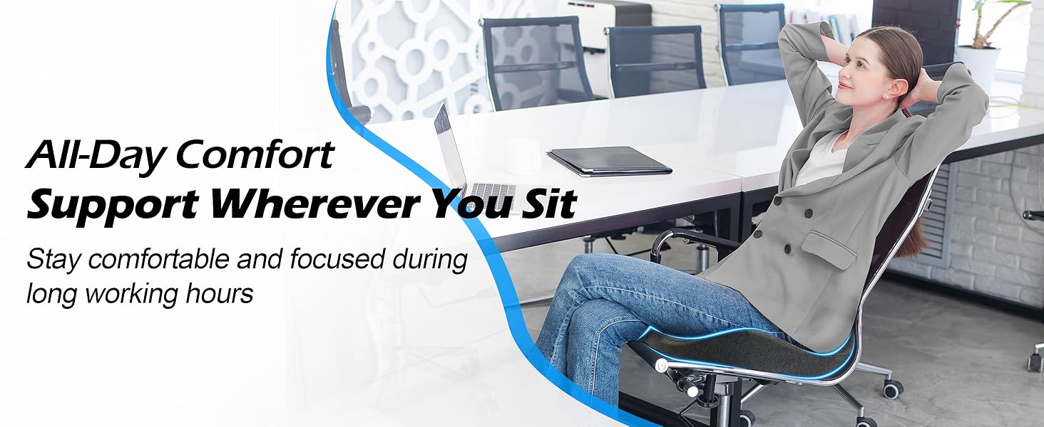 Подушка для офісного крісла Lofty Aim з піни Memory Foam: ортопедична, для попереку, від болю в сідницях, для офісу, авто, літака, інвалідного візка – чорний та темно-сірий