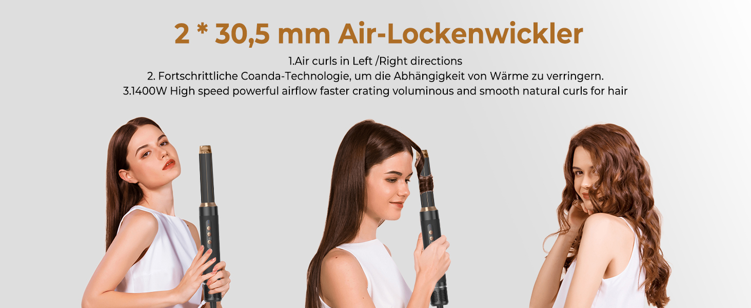 В 1 Airstyler фен з набором щіток з теплим повітрям з 7 насадками, фен, плойка, щітка для випрямлення, дифузор, 7