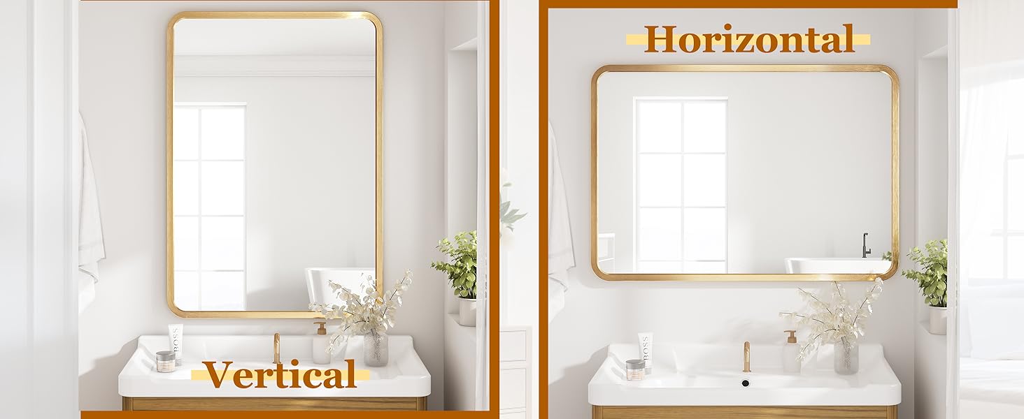 Дзеркало на стіну 60x90 см, золоте, для ванної, вітальні, спальні, прихожої