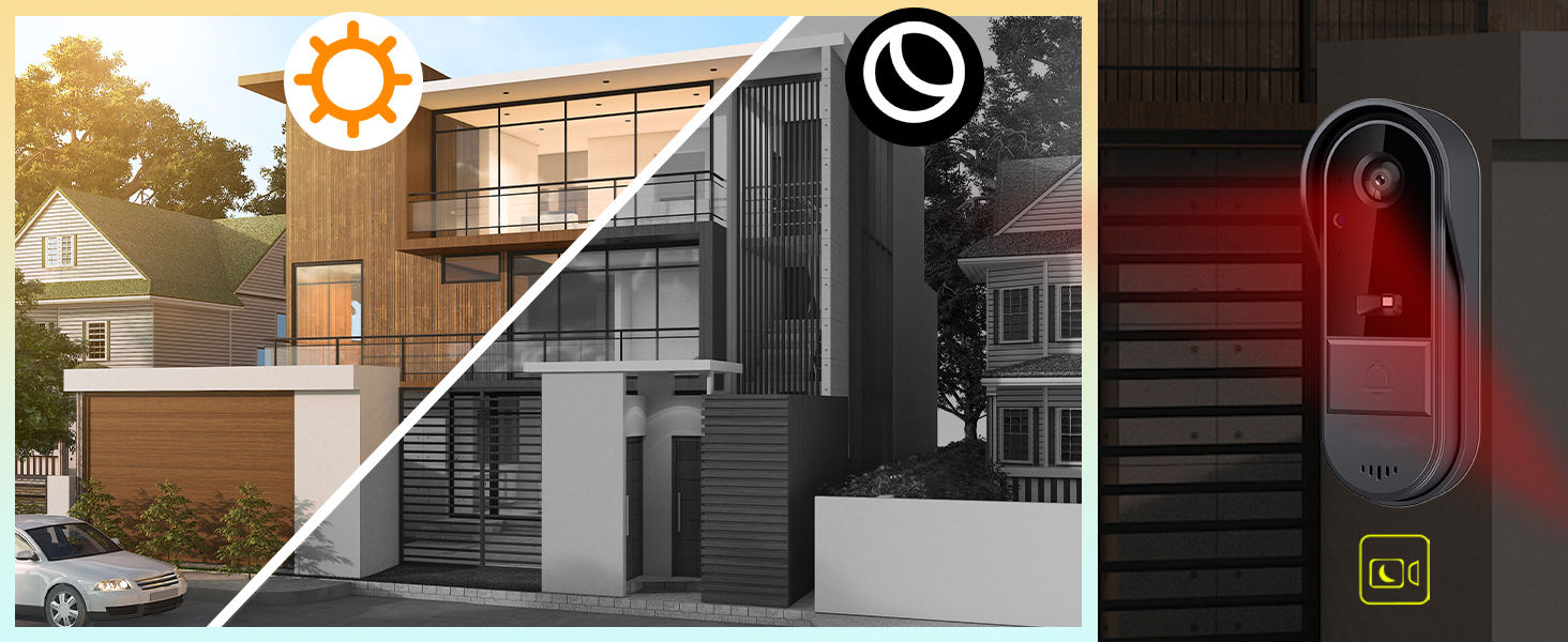 Відеодзвінок з камерою 1080P HD, бездротовий, водонепроникний IP65, дисплей 4.3