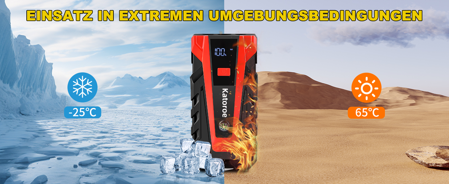 Powerbank Starthilfe 4000A: Зарядний пристрій для автомобіля, SUV та мотоцикла з LED ліхтариком. Підходить для бензинових двигунів до 9.0L та дизельних до 7.0L.