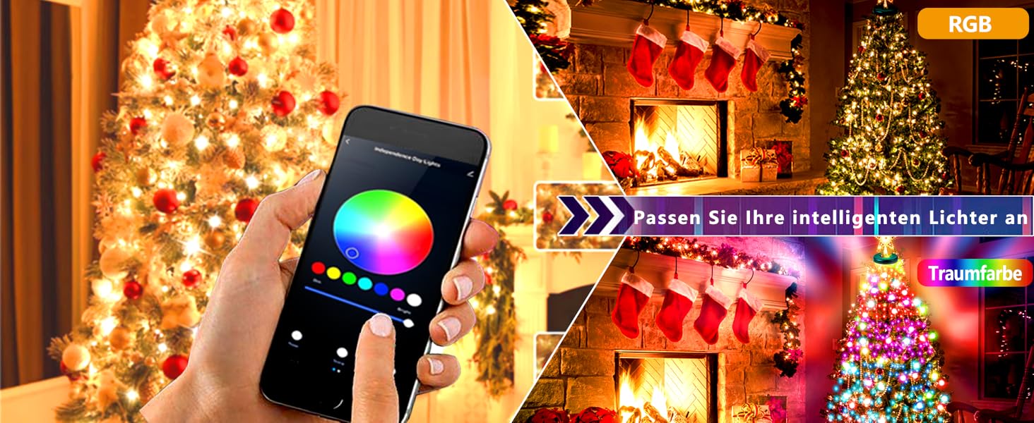 DOTWAYAW Гірлянда світлодіодна святкова 40м, 400 LED, RGB, Wi-Fi, керування через додаток