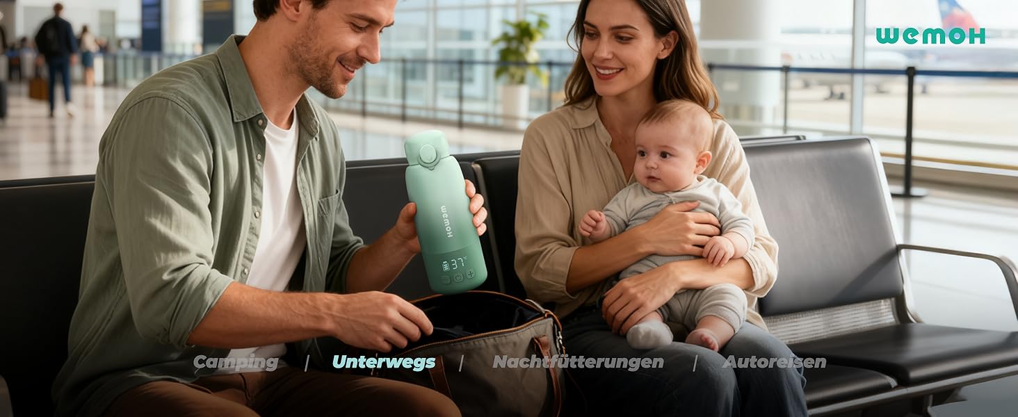 Портативний підігрівач для пляшечок Wemoh з самоочищенням, точним контролем температури, 450 мл та швидким нагрівом 100W для дитячого харчування та води