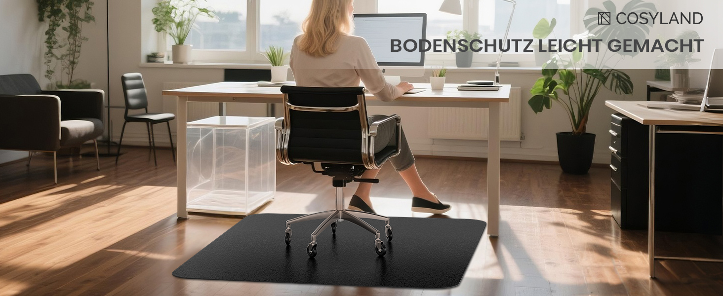 Килимок під офісний стілець COSYLAND, 120 x 150 см. Захист для підлоги, антиковзаючі, легко миються. Підходить для твердих підлог, ламінату, паркету (Чорний)