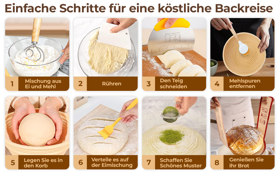 Набір для випікання хліба: 32 предмети, корзини для бродіння, склянка для закваски 730мл, аксесуари для випікання, для початківців та професіоналів