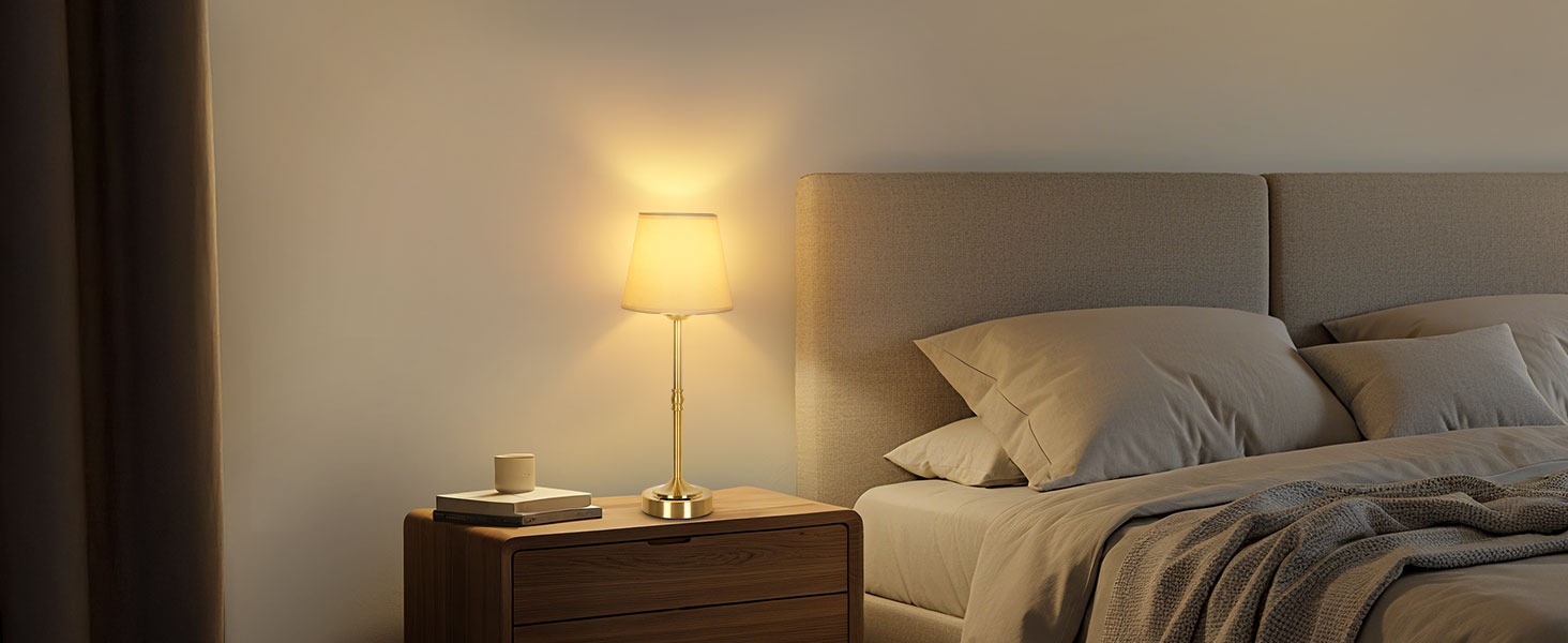 OUTON Настільна лампа бездротова, 2 шт. – диммування, 3 кольори світла, 4000mAh, USB-C, 60 год роботи, золота для спальні, вітальні, їдальні