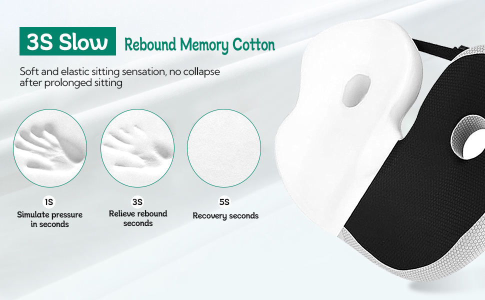 Ортопедична подушка для сидіння, піна пам'яті, для кукси, офісу, дому, авто (чорна). Зменшує біль у кукси та стегна.