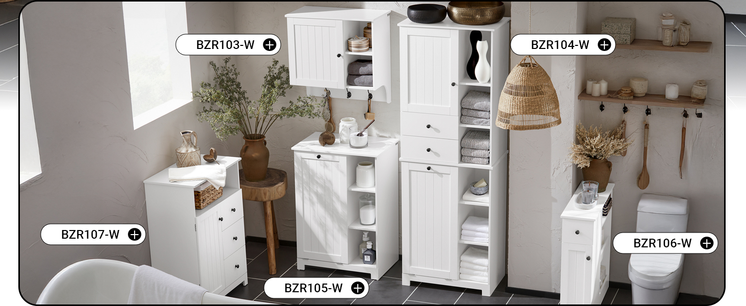 Шафа для ванної кімнати SoBuy з кошиком для білизни, вузька, висота 171 см, 6 полиць, 2 шухляди, білий колір, 60x37x171 см (BZR104-W)