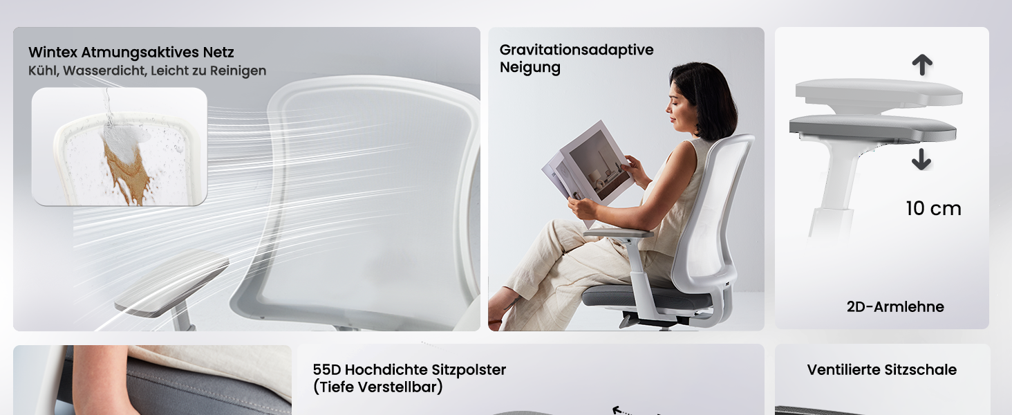 Офісний стілець ProtoArc Flexer ергономічний з регулюванням глибини сидіння, чорний. Сітчаста спинка, контурне сидіння для дому та офісу. Легкий монтаж.