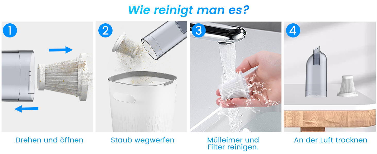 Акумуляторний ручний пилосос для автомобіля та дому, бездротовий портативний міні-пилосос 25000Па для прибирання шерсті тварин, офісу та кухні