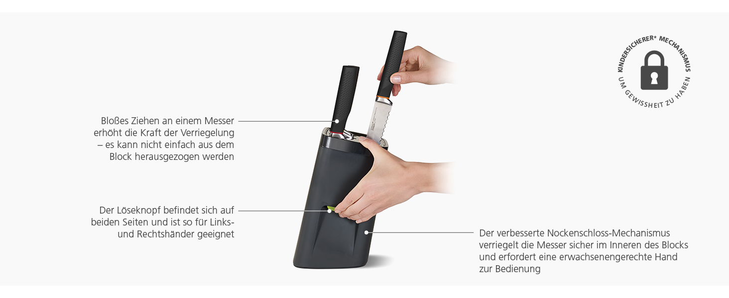 Набір ножів Joseph Joseph Lockblock з дитячою безпекою (6 ножів), нержавіюча сталь, 14 x 14 x 36 см, темно-сірий