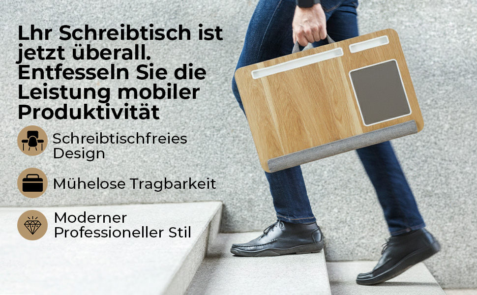 Підставка для ноутбука в ліжко та диван з подушкою, тримач для телефону та підставка для зап'ястя – підходить для ноутбуків до 17' – легка та комфортна для офісу, навчання та відпочинку (Сіра)
