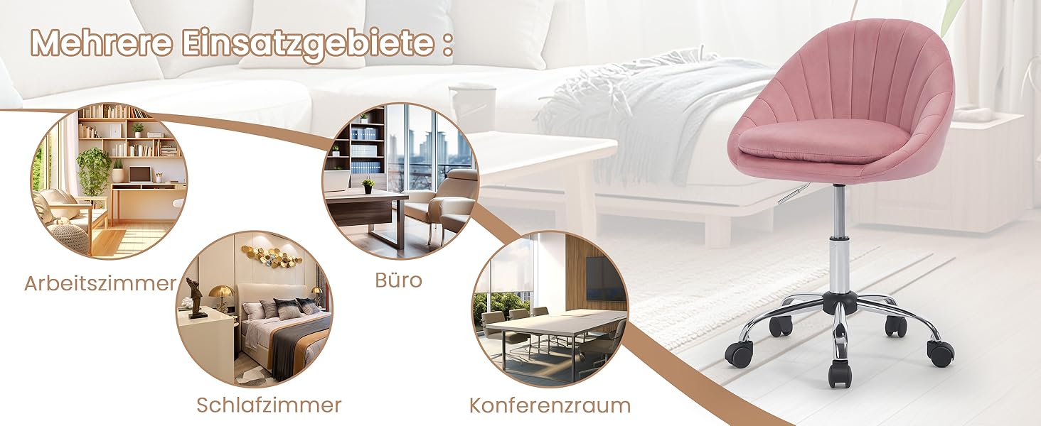 Крісло для дому та офісу WOLTU, ергономічне крісло, крісло для макіяжу, обертове крісло на колесах, крісло для робочого кабінету та спальні, з вагою до 150 кг, оксамит, бежеве, BS167cm