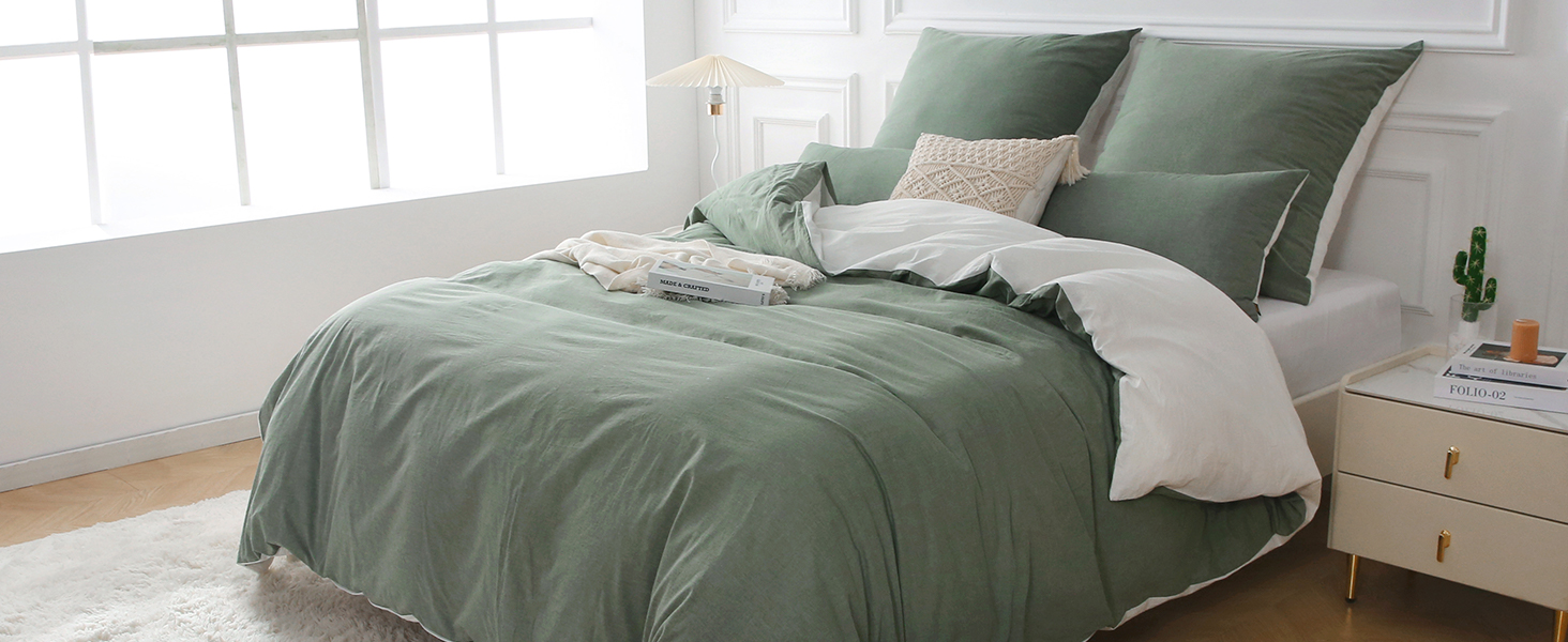 Набір постільної білизни SOULFUL 155x220, бавовна, салатовий, 2 шт. (1x155x220, 1x80x80)