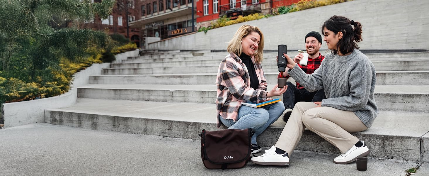 Портативна кавомашина OutIn Nano: для кави з мелених зерен та NS-капсул, USB-C, сірий Space Grey