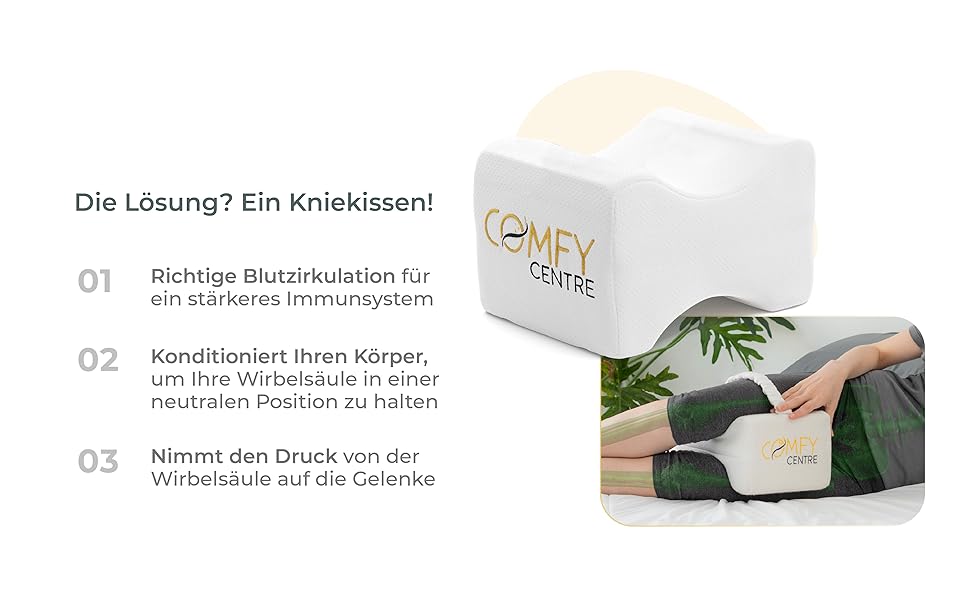 Подушка для сну на боку ComfyCentre: ортопедична подушка між колінами з піни Memory Foam - біла, без ременя