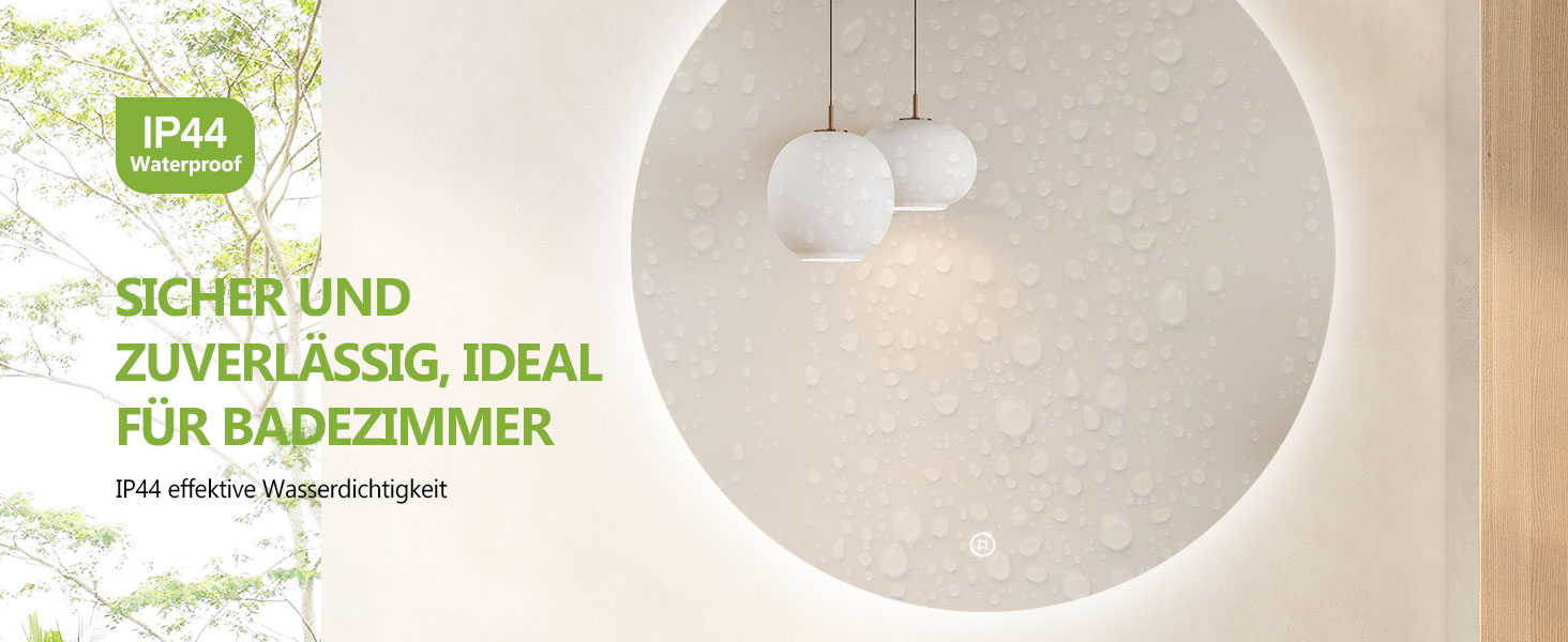 Круглий LED-дзеркало для ванної кімнати S'AFIELINA 60см з підсвічуванням та сенсорним вимикачем, регулювання кольору світла (тепле, нейтральне, холодне), диммування