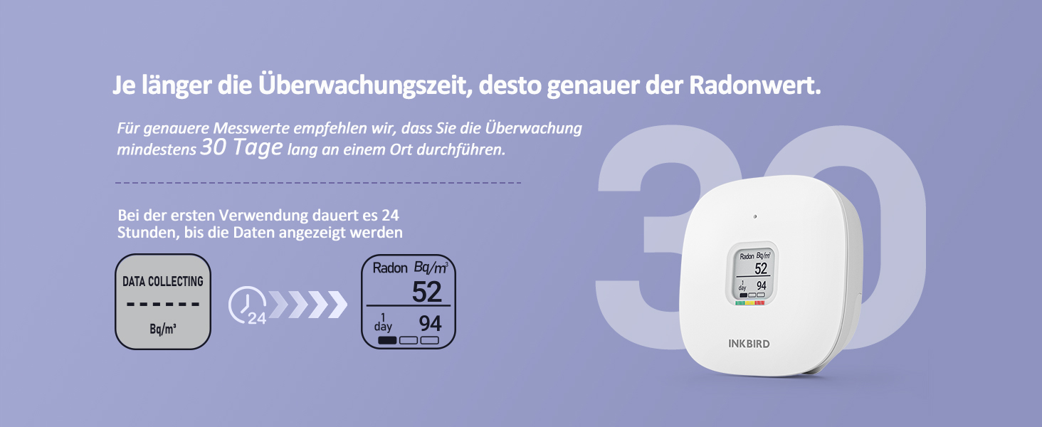 Детектор радону Inkbird Ink-RD1: коротко- та довгострокова перевірка рівня радону, EU-Bq/m³ версія, для дому, офісу, гаража