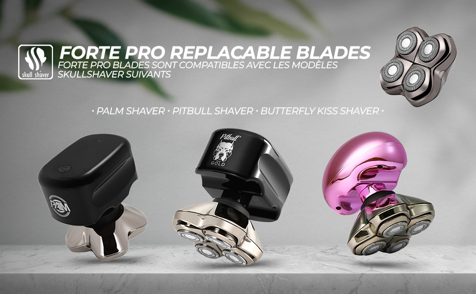 Змінні леза Skull Shaver Forte Pro (4 шт.) для голильників Pitbull, Palm та Butterfly Kiss — набір для гоління голови, обличчя та тіла