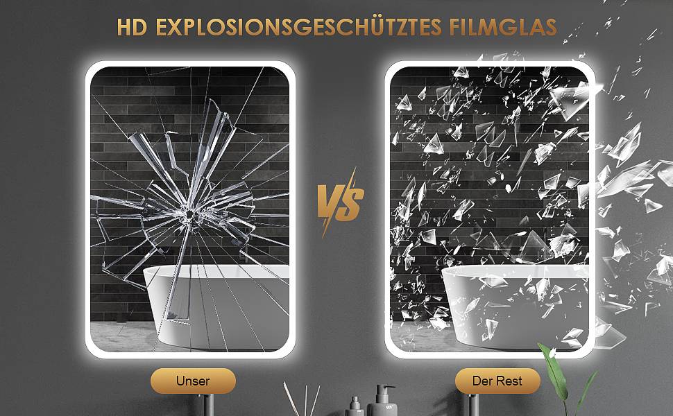 LED дзеркало для ванної кімнати з підсвічуванням 70x50 см, холодне біле світло 6000K, енергозберігаюче