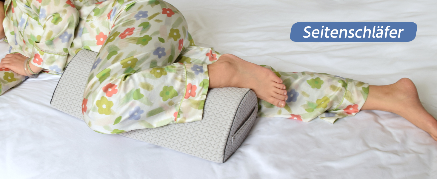 Подушка для сну на боку Pozico: ортопедична подушка з піни Memory Foam для ніг, колін, стегон та спини, знімний чохол, сіра