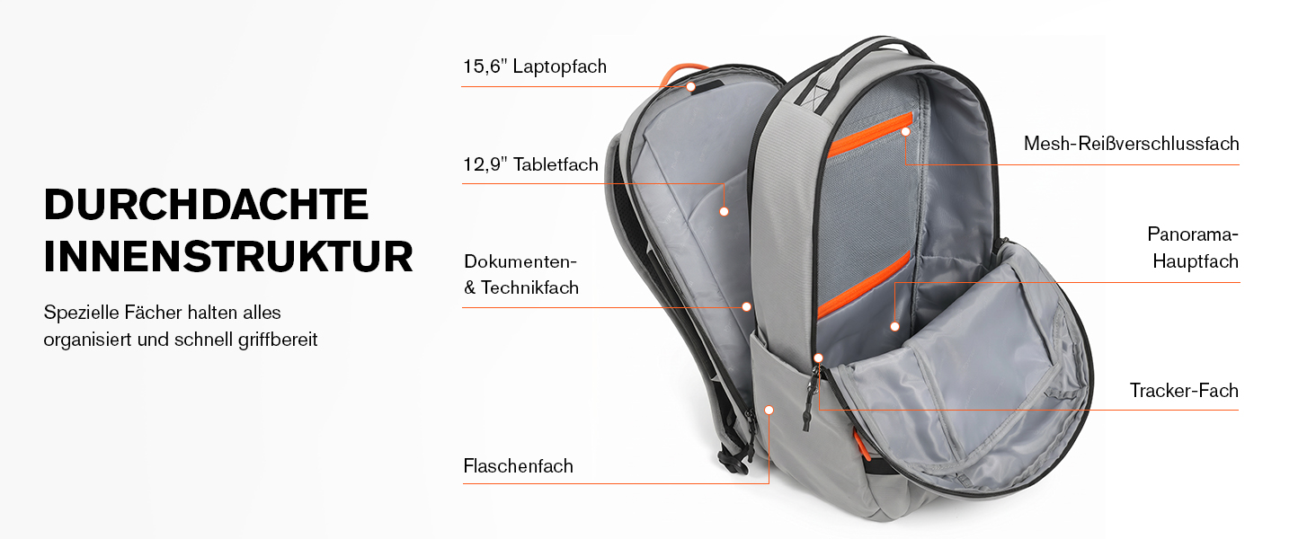 Рюкзак для ноутбука Tolaccea 30L, 15.6 дюймів, діловий дорожній рюкзак для ручної поклажі, світло-сірий