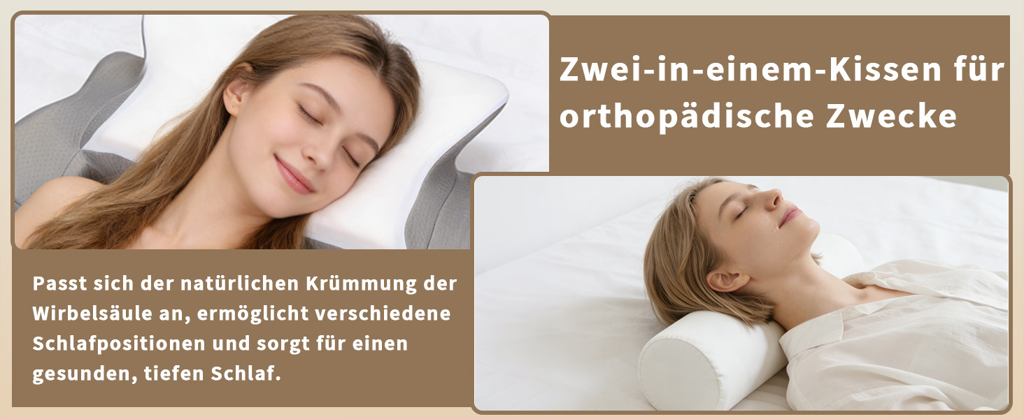 Подушка ортопедична з піною Memory Foam для сну на боці LAMB, 60x32 см, сіра - підтримка шиї та голови при болях у шиї