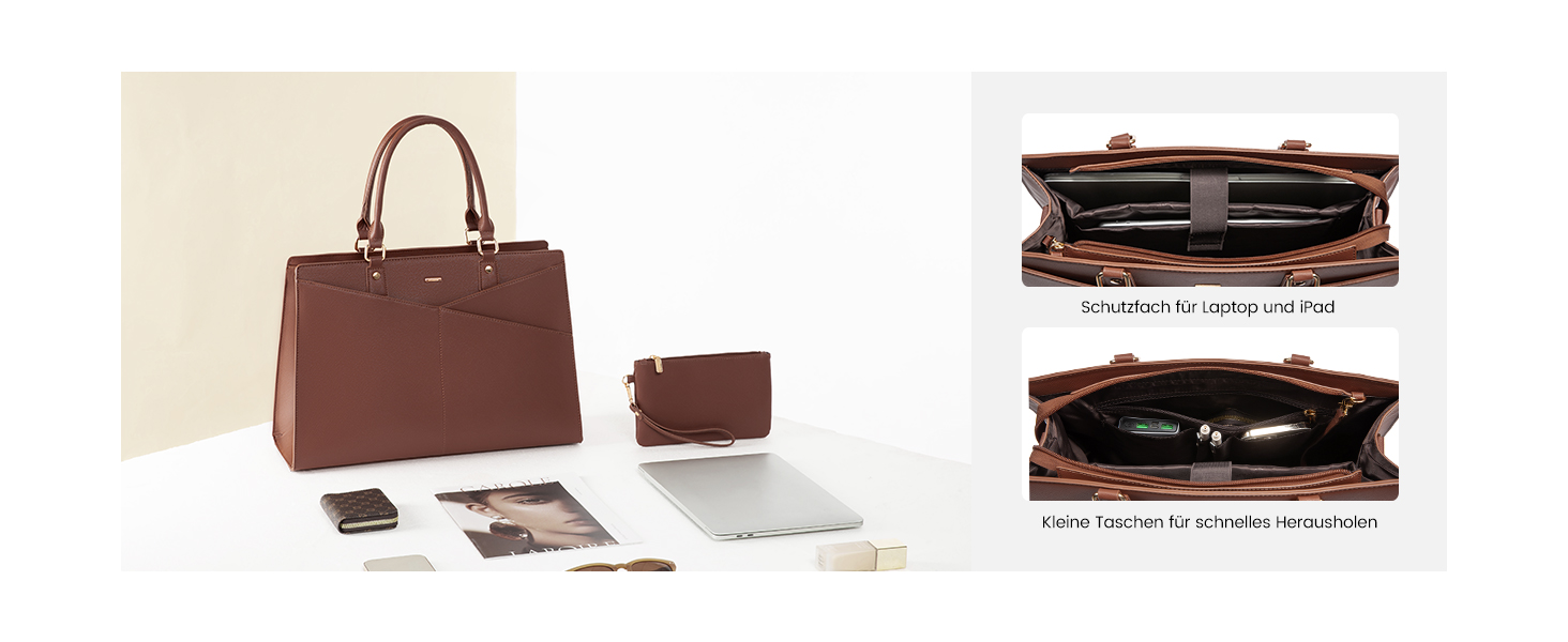 Сумка для ноутбука LOVEVOOK: жіноча сумка-шоппер, сумка для роботи, навчання, офісу, бізнесу, 15.6 дюймів, чорний (Y-khaki Sand)