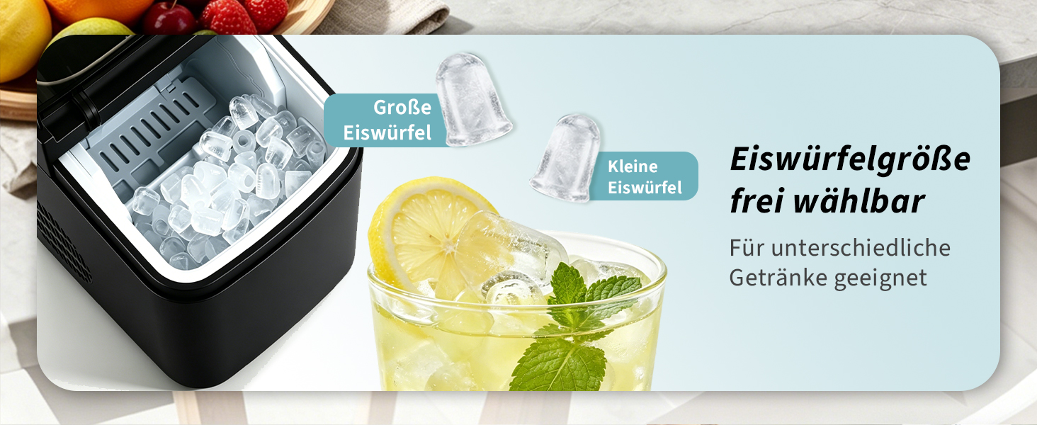 Льодогенератор Citybee з функцією самоочищення, 12 кг/доба, компактний Ice Maker для кухні, офісу та вечірок (Сірий)