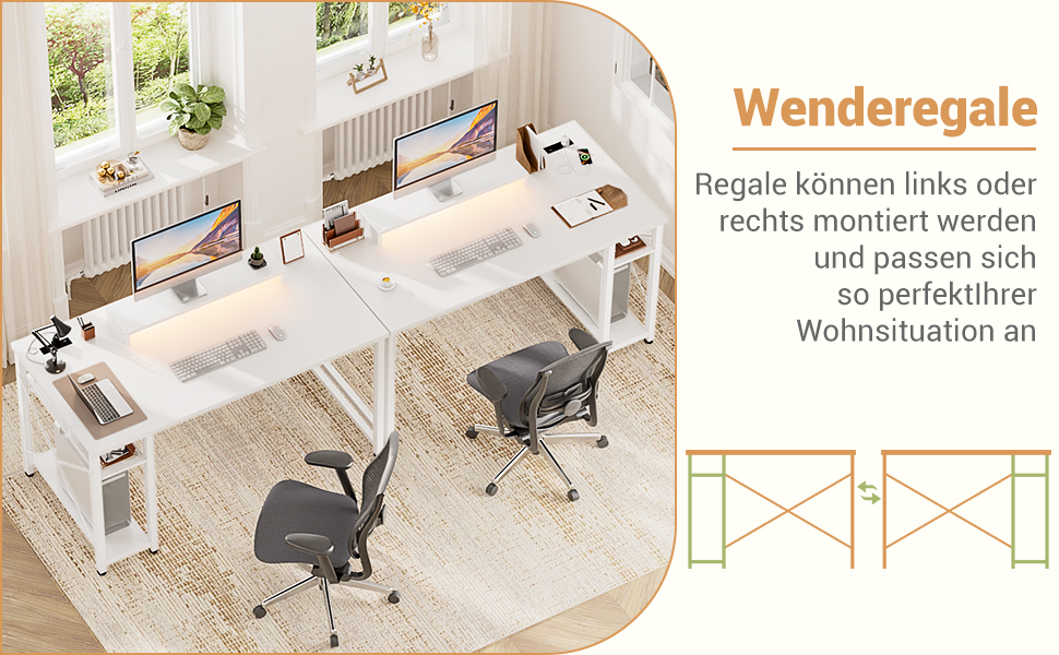 Ігровий стіл з LED-підсвічуванням та розетками, стіл для комп'ютера з USB, стіл для ПК з підставкою для монітора, сучасний офісний/робочий стіл для ігрової кімнати (білий)