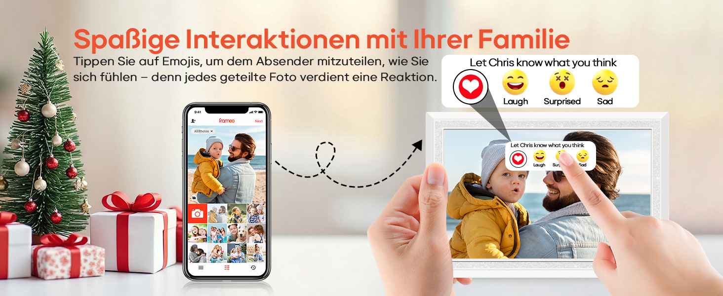 Frameo: Цифровий фоторамка 10.1 дюйма, HD 1280*800 IPS, сенсорний екран, 32GB, автоповорот, Frameo App