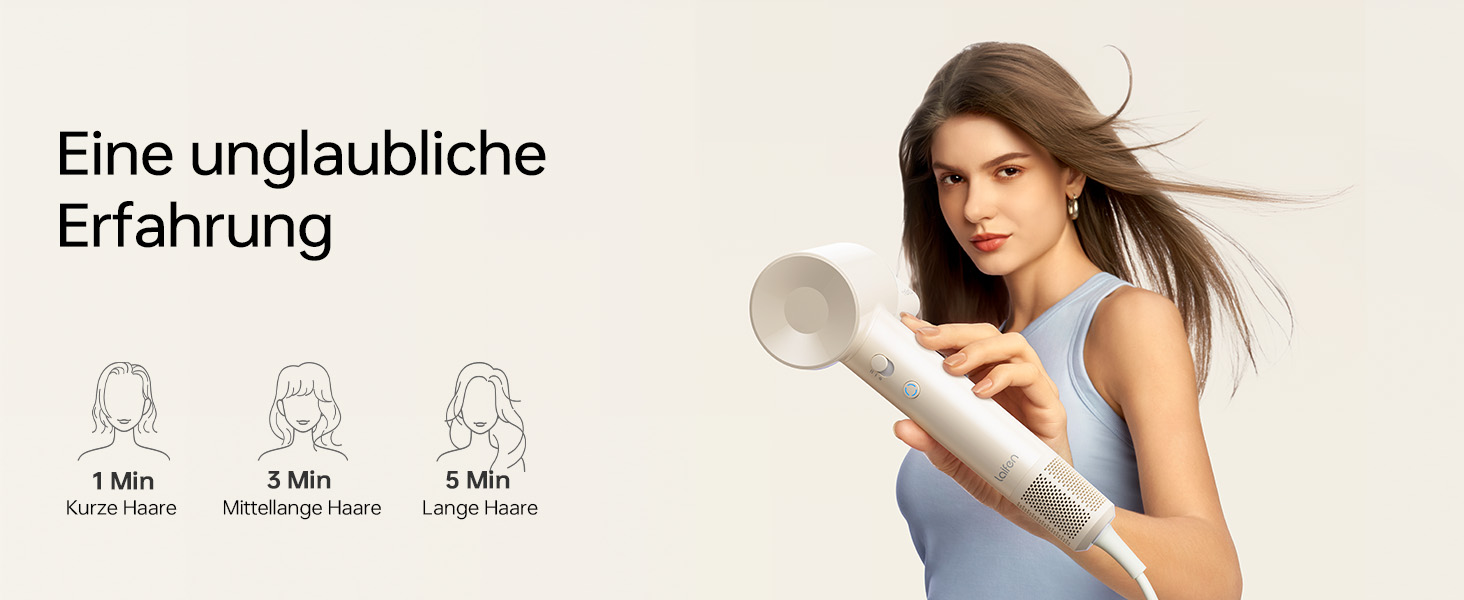 Фен для волосся Laifen SE Lite, високошвидкісний мотор 100 000 об/хв, легкий корпус 345 г