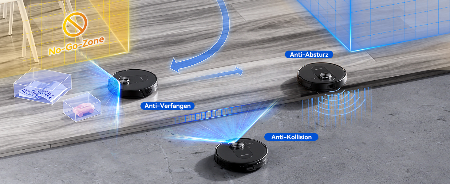 Робот-пилосос Proscenic Q8 з функцією миття, 6000Pa, 200 хв, потужний, з лазерною навігацією, 5 карт, керування через додаток, Alexa, Siri, IFTTT, Google, для підлоги та килимів, видаляє шерсть тварин