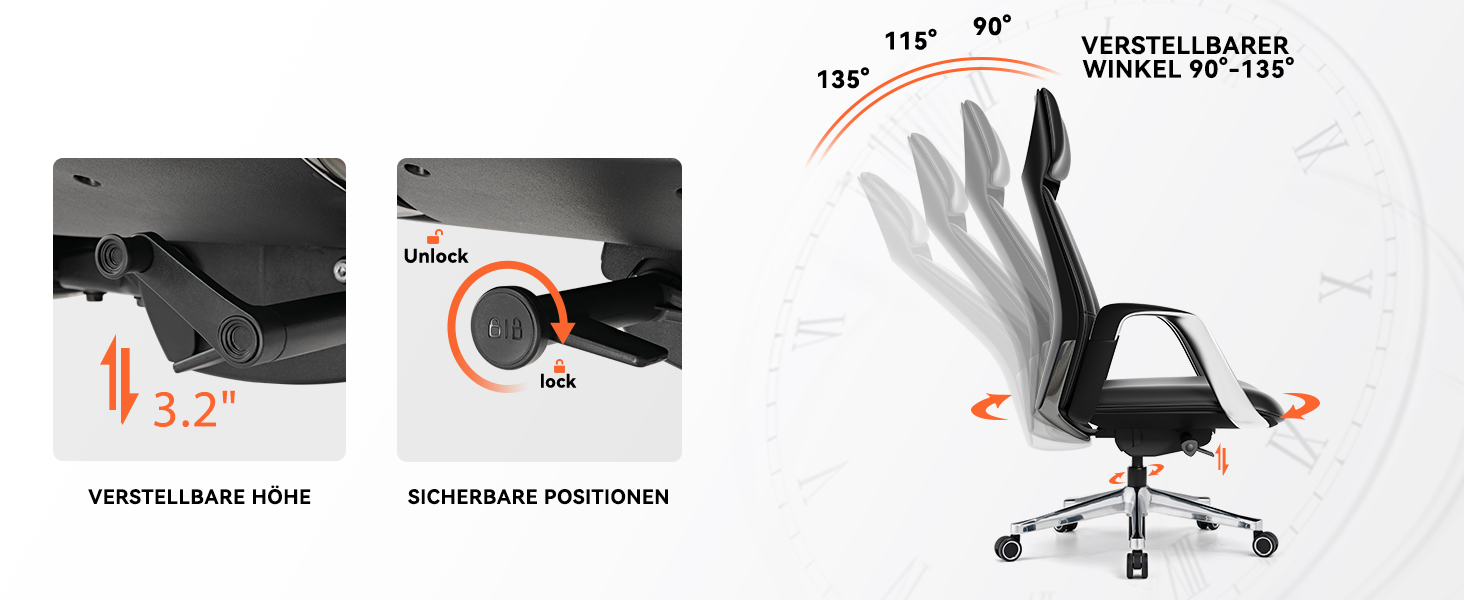 Крісло офісне EUREKA ERGONOMIC з шкіри, чорне: регульоване, ергономічне, для офісу та дому