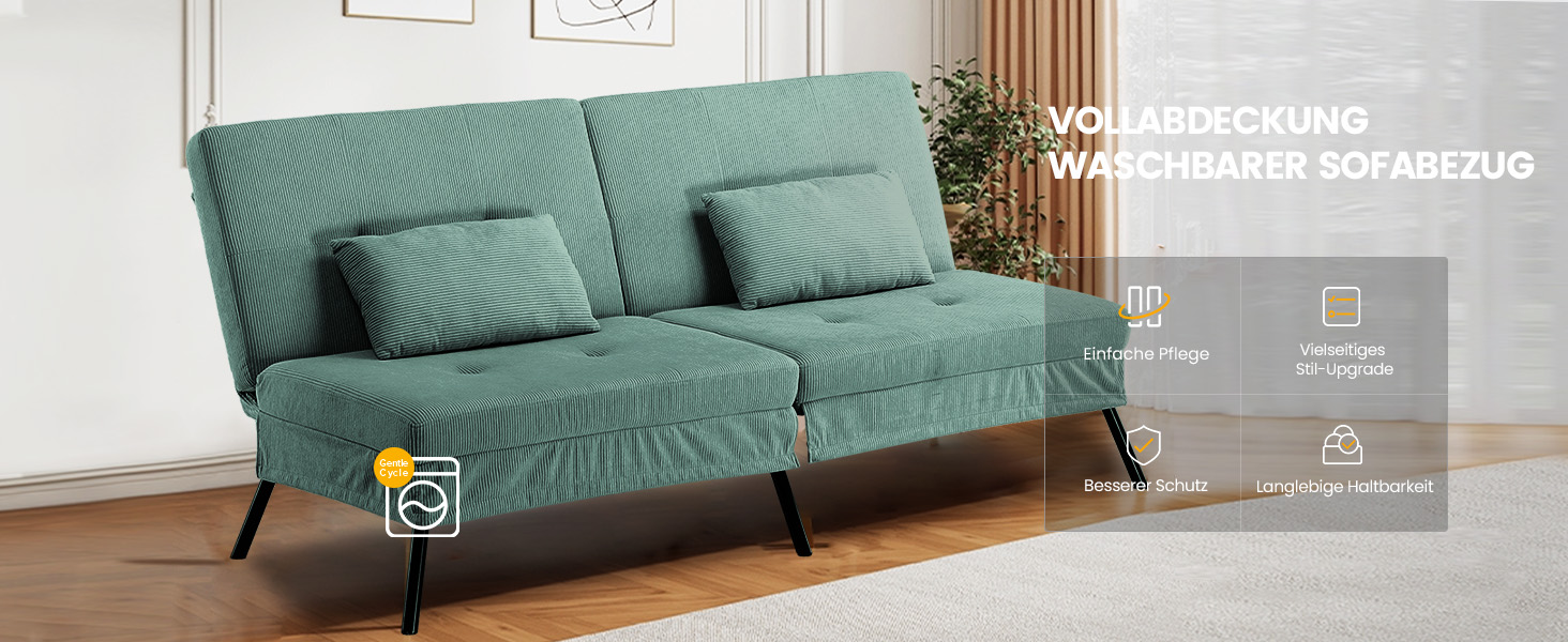 Диван-ліжко LUCKRACER 3-місний, трансформер, футон, кутовий диван, зелений, для вітальні та квартири