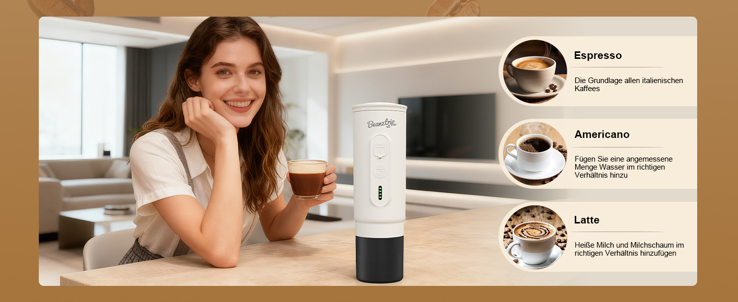 Портативна кавомашина BeanzTrip H02 PRO з акумулятором, 2-в-1: для капсул та меленої кави, 20 Bar, USB-C, для подорожей, кемпінгу, чорна