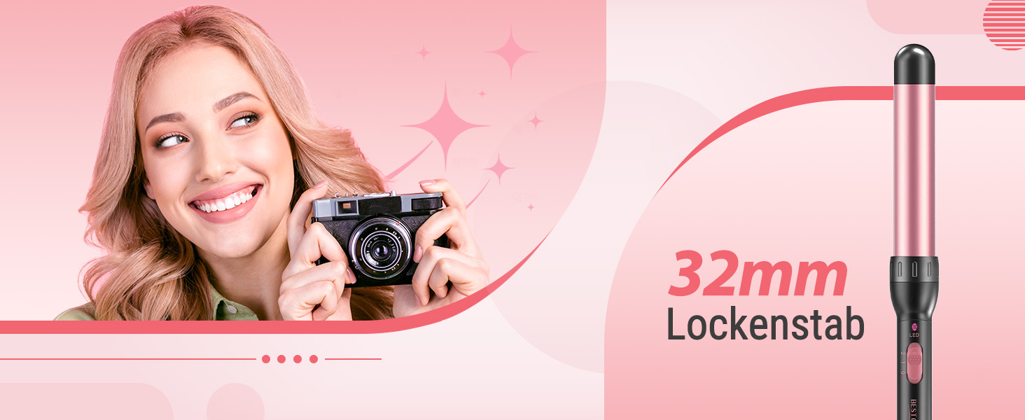 Набір для завивки та випрямлення волосся BESTOPE MIX 5-в-1 з насадками для великих та маленьких локонів, 10-32 мм, швидкий нагрів, 2 температурні режими, рожевий