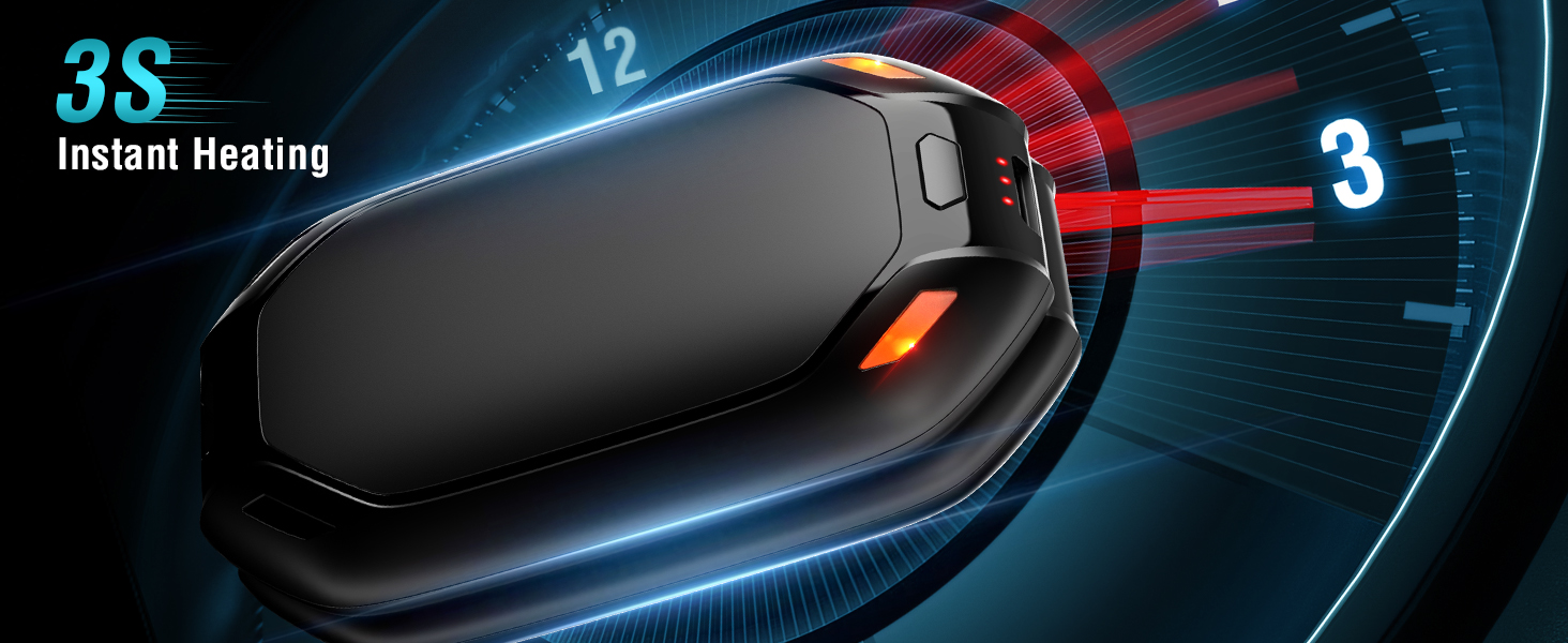 Електричний нагрівач для рук, 2 шт. Перезаряджуваний магнітний кишеньковий нагрівач, ультралегкий та тонкий з великою ємністю 6000 mAh, 3 режими нагріву для чоловіків та жінок, для активного відпочинку, гольфу, кемпінгу, чорний 1