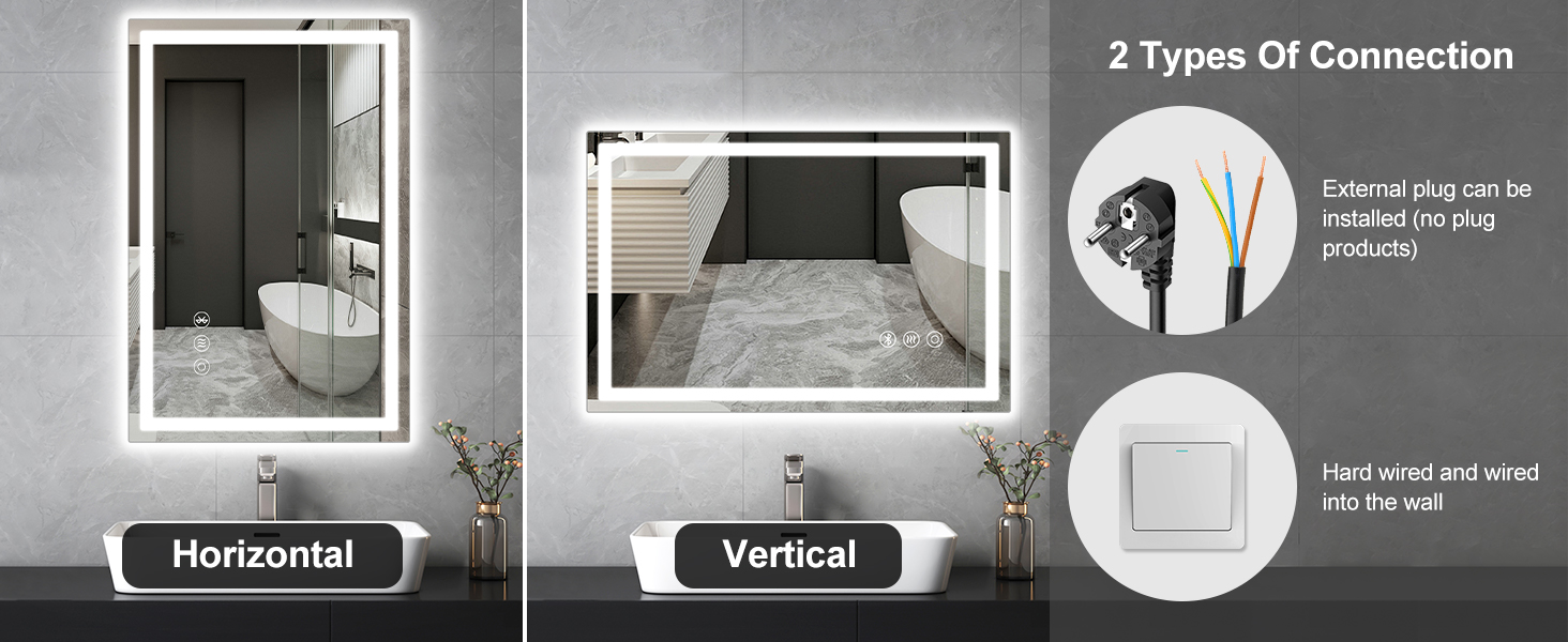 Дзеркало для ванної кімнати Habison з підсвічуванням LED, 50x70 см, сенсорне керування, димування, 3 колірні температури, функція пам'яті, проти запотівання, Bluetooth, матова центральна частина