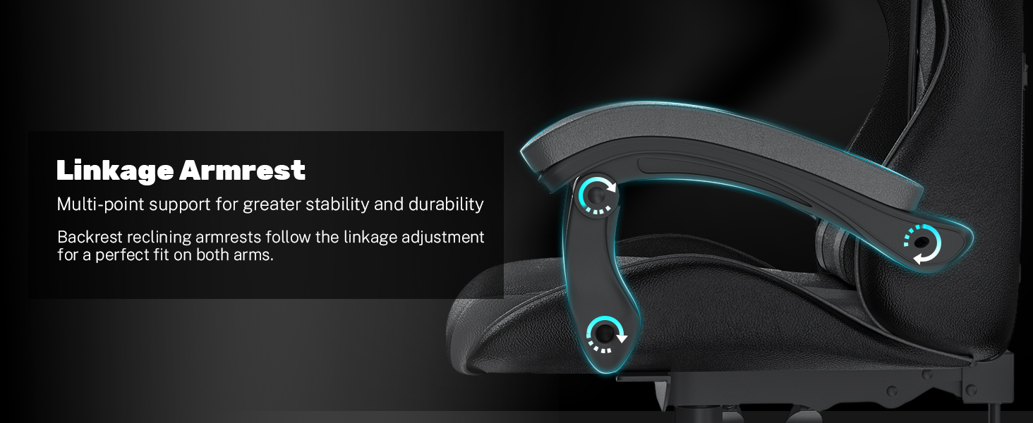 Ігровий крісло Bigzzia - ергономічне крісло для ПК з підголівником, RGB підсвічуванням, для юнаків та дорослих (чорно-сірий, без LED)