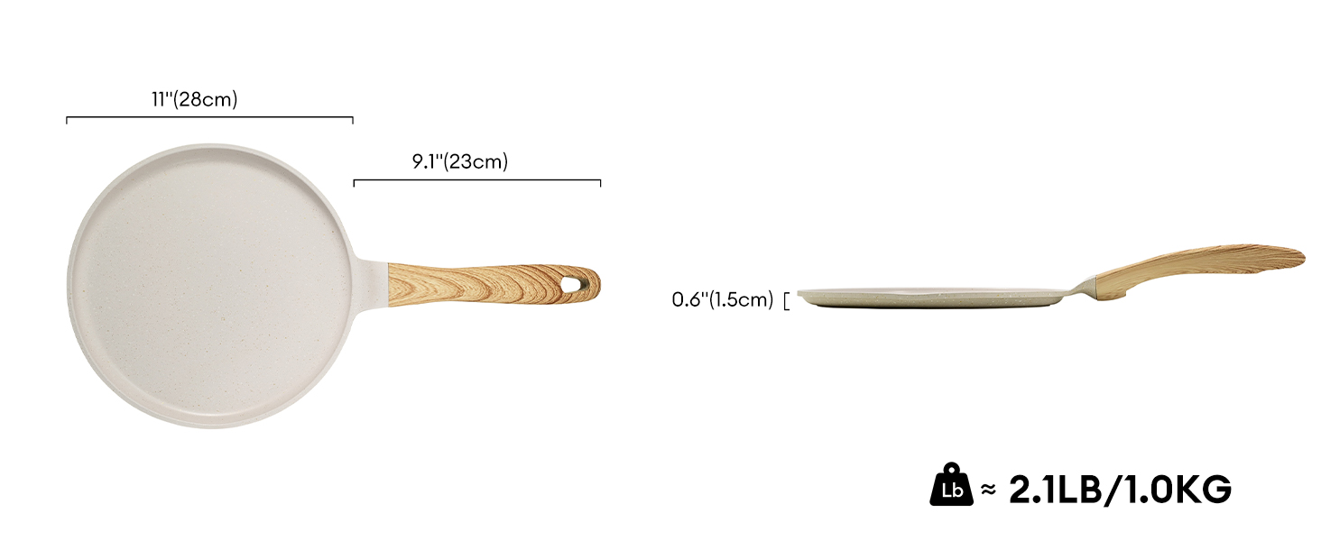 Сковорода для крепів та панкейків JEETEE з гранітно-антипригарним покриттям, 28 см, бежева