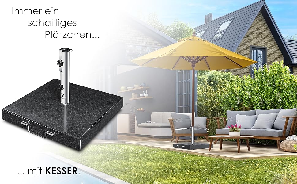 Підставка для парасольки KESSER Granit 30 кг, сталь, для саду/балкону, антрацит, квадратна, Ø16-48 мм