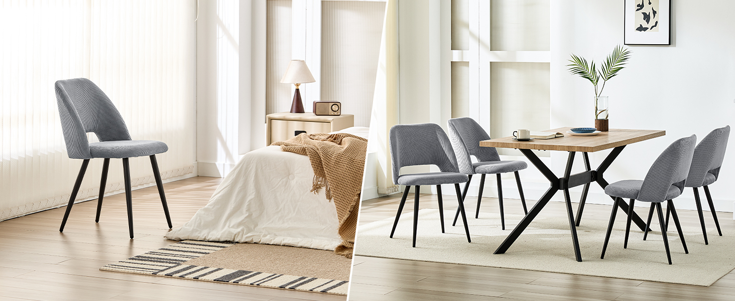 Набір з 4-х обідніх стільців з витонченою спинкою, сірого кольору, з м'яким сидінням, для кухні, вітальні, спальні. Набір з 4 шт.