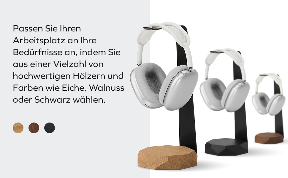 Підставка для навушників Oakywood з масивного дерева (горіх) - універсальна, стабільна, ручної роботи, з металевим кріпленням