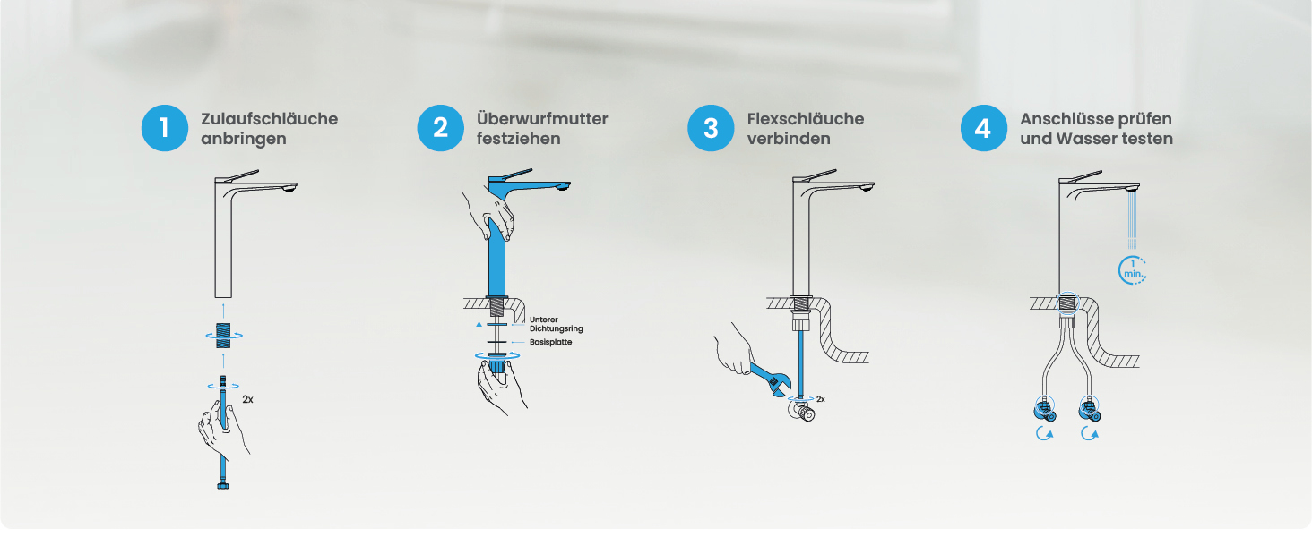 Чорний матовий змішувач для умивальника Bächlein Aldeya - набір для монтажу, сучасний дизайн