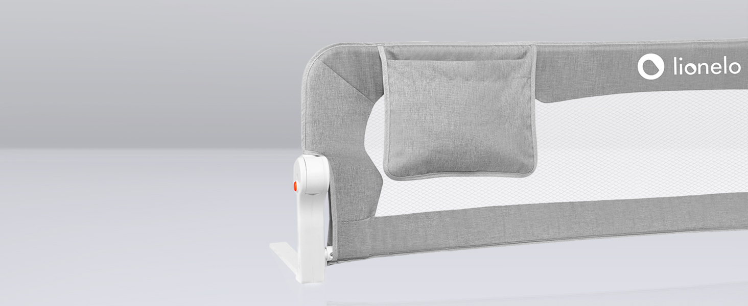 Бортик для ліжка Lionelo Eva захисний, 150 см, бежевий - сітка, складаний (180°), легкий монтаж