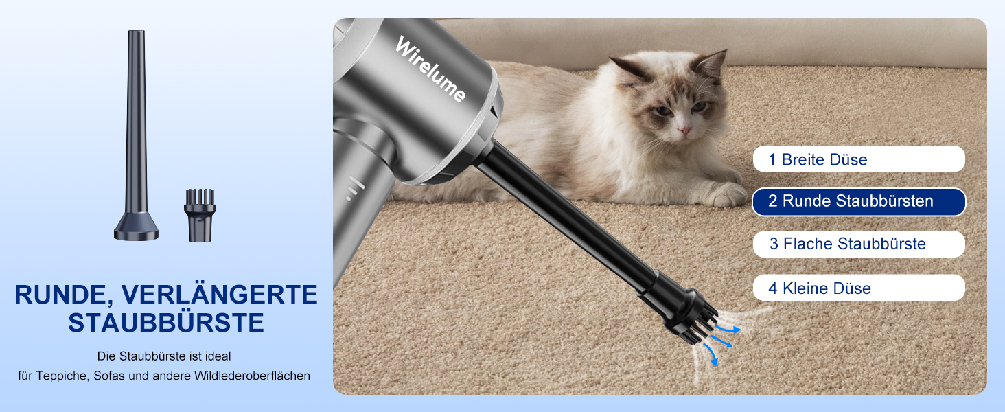 Акумуляторний ручний автомобільний пилосос 4 в 1, потужність 22000 Па, циклонна система, 3 режими всмоктування, портативний бездротовий пилосос для авто та шерсті тварин (Темно-сірий)