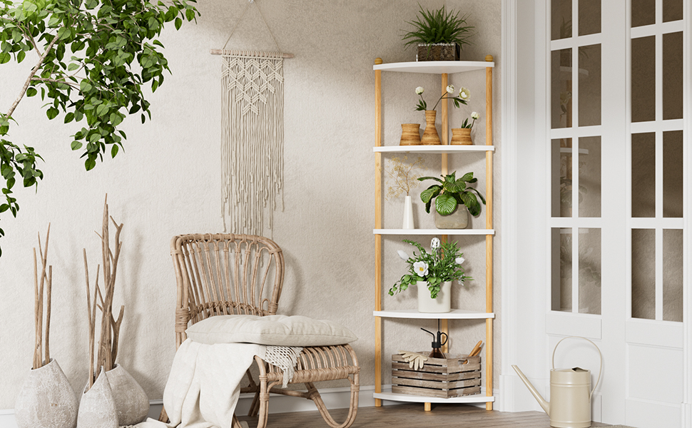 Стелаж Руічан з 5 полицями, 143.5 x 29 x 29 см, білий. Підійде для кухні, ванної, вітальні, офісу.