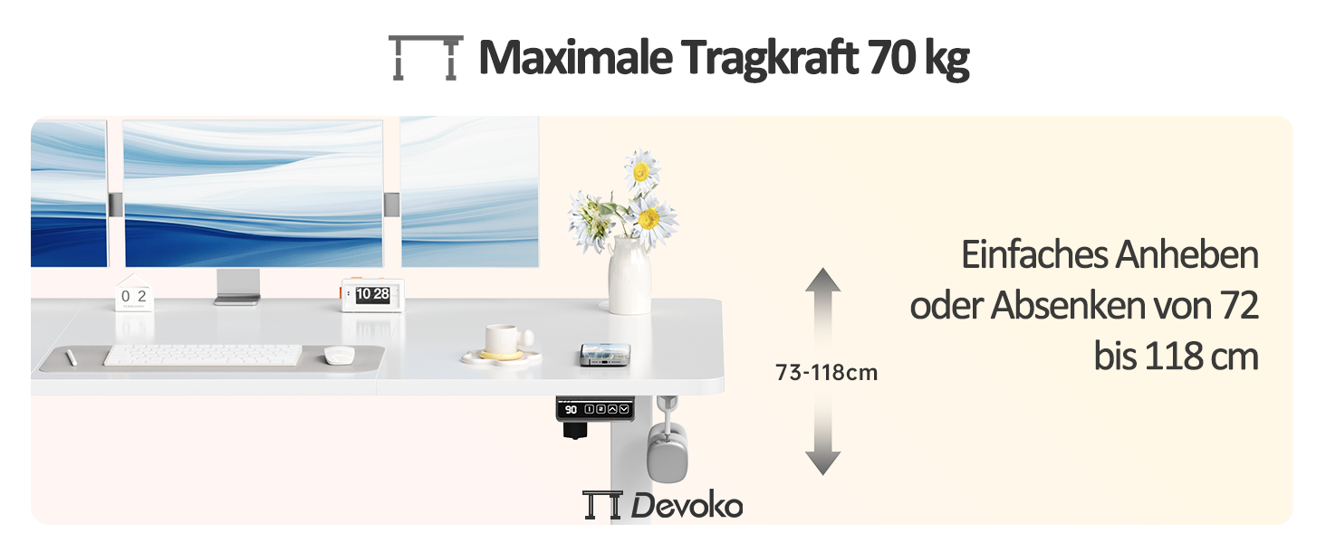 Електричний регульований стіл Devoko 120x60 см: офісний, для роботи, з пам'яттю, стоячи/сидячи