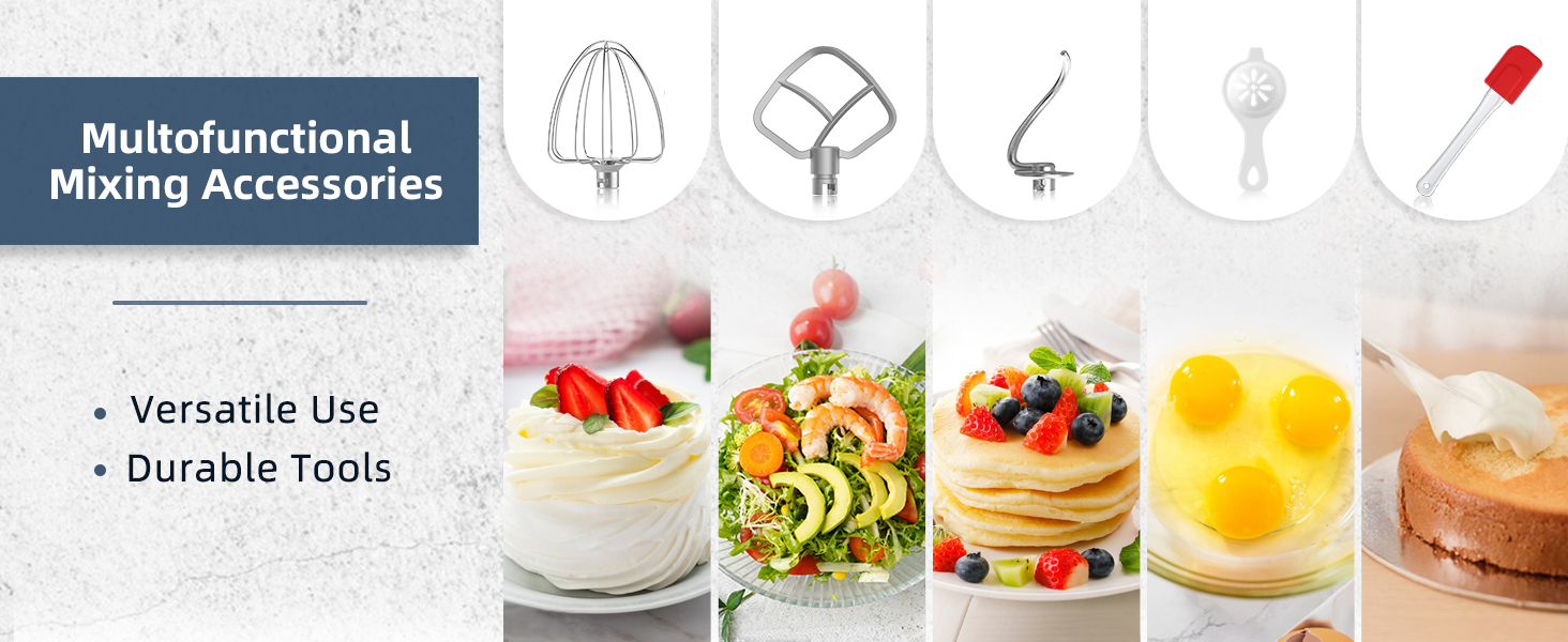 Кухонна машина Cheflee 2000W з чашею 6.2L з нержавіючої сталі, 6 швидкостей, низький шум, міксер, гак для тіста, захист від бризок, чорна